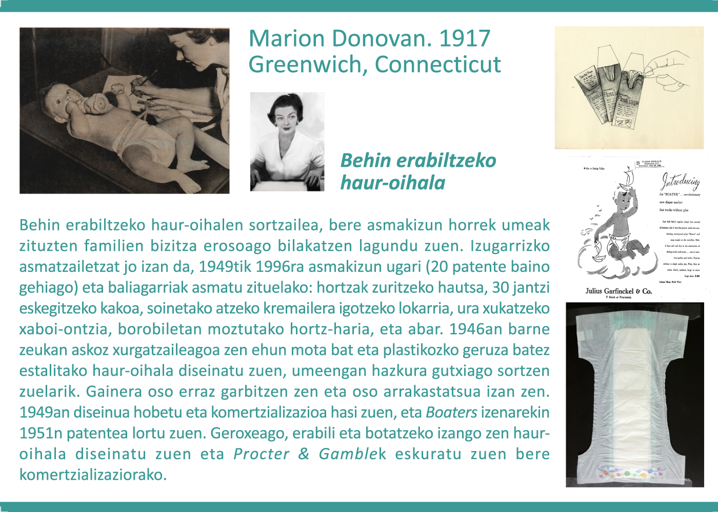 Marion Donovan, 1917. Behin erabiltzeko haur-oihalak