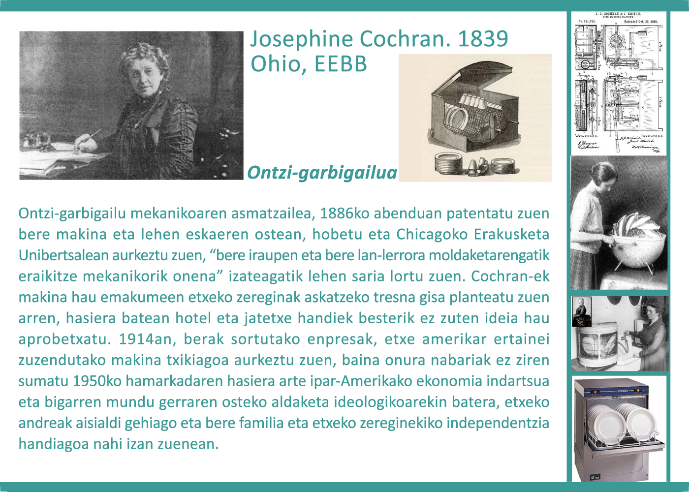 Josephine Cochran, 1839. Ontzi-garbigailua